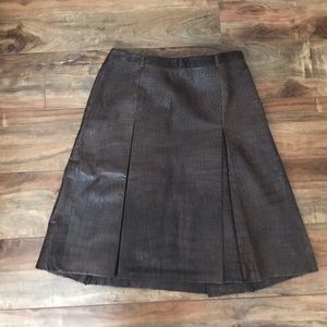 Loft 100% leather pleated  brown skirt sz 4